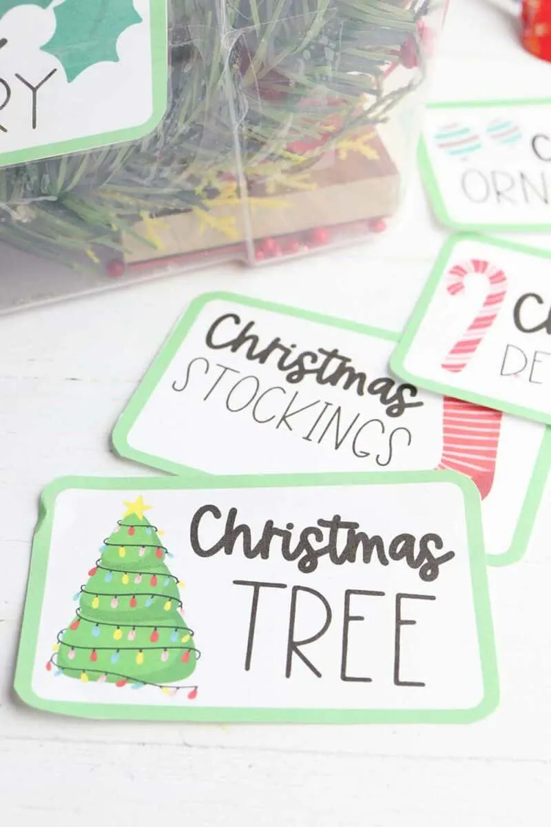 free printable christmas decoration organizing labels - single